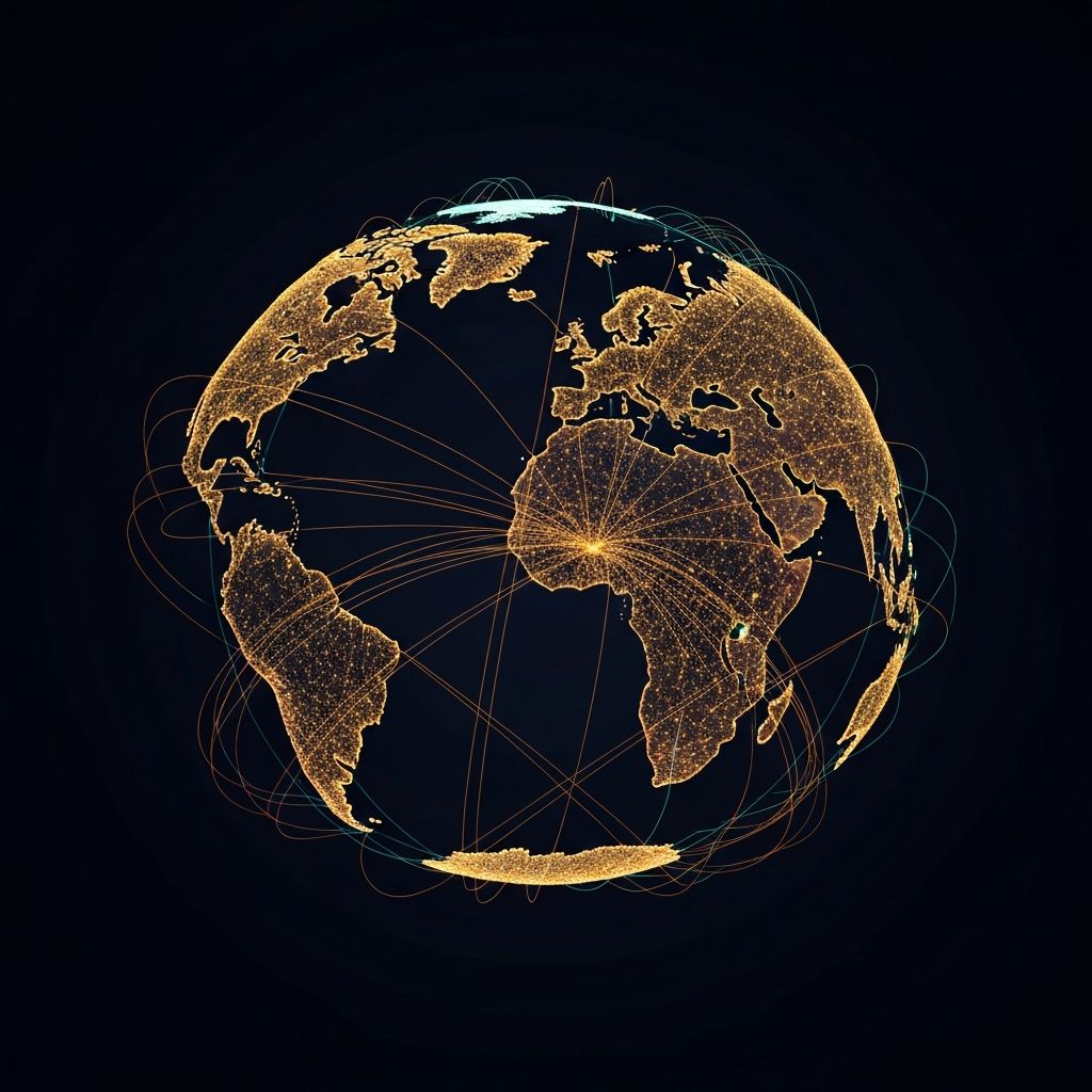 Global satellite coverage map showing Iridium constellation spanning all continents and oceans